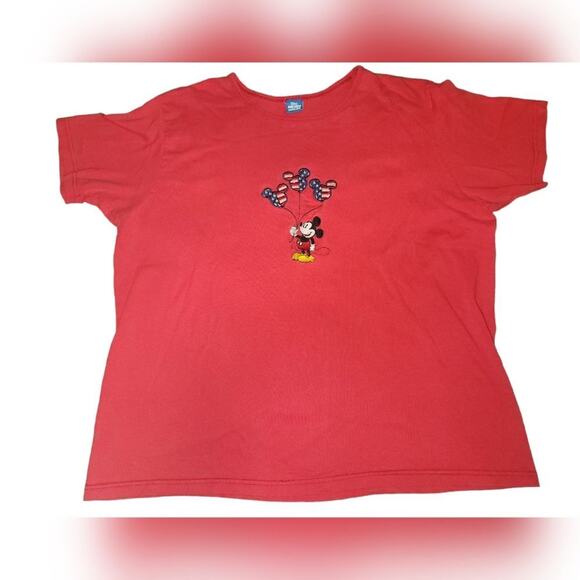 Disney Tops - *5 for $25* Vintage Mickey 4th Of July Embroidered Red Short Sleeve Shirt‎
